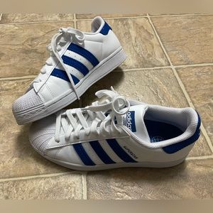adidas Superstar White with Blue Stripes